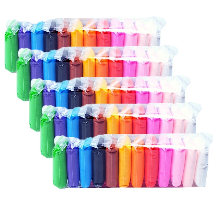 Intelligens gyurma készlet, 60 tasak, többszínű, modellező kiegészítőkkel