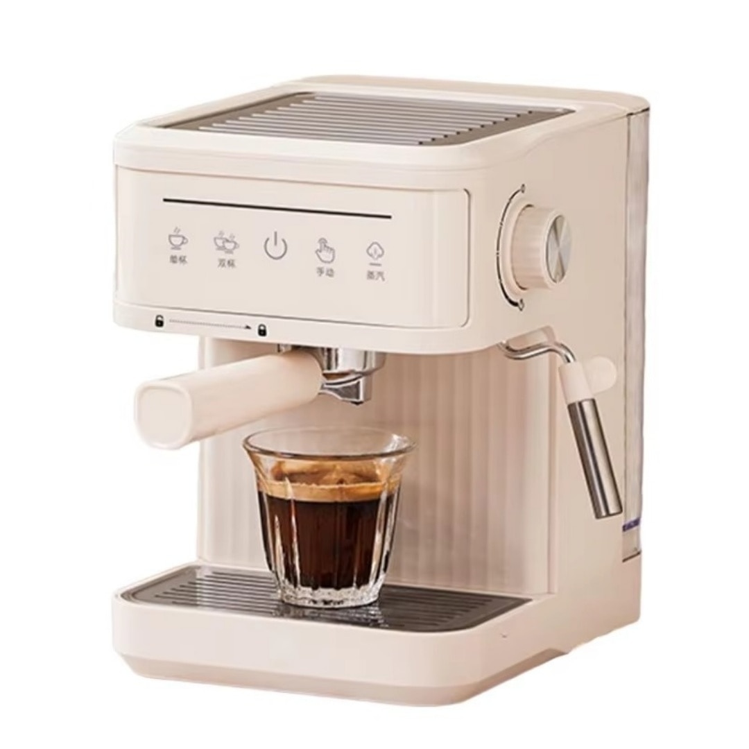 Espressor semiautomat de casa, 800W, 20 bar, italian, Functie Mentinere la Cald, Filtru Lavabil, Placa de Incalzire, aburi, Alb