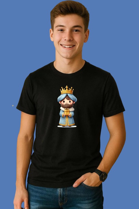 Tricou Regele Mag Cu Darul De Tamaie, Barbat, 100% Bumbac, Cri-Flo, Culoare Negru, Marime XL