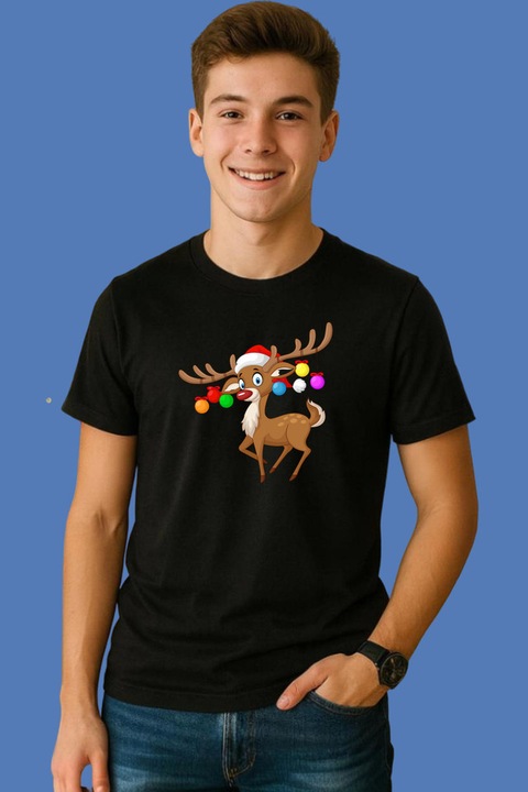 Tricou Barbat Ren Cu Luminite Agatate, Negru