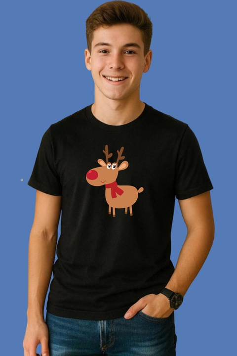 Tricou Barbat Ren Simplu Desenat 2, Negru