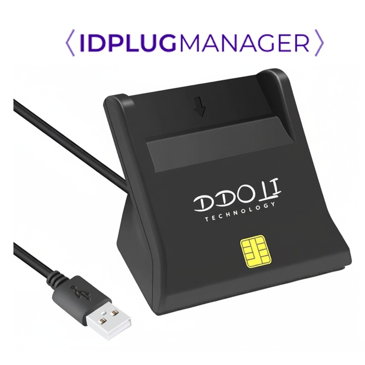 Cititor card electronic de identitate CEI, IDPLUGMANAGER compatibil cu Windows 10, 11, MacOS, Android, iOS, Laptop, PC