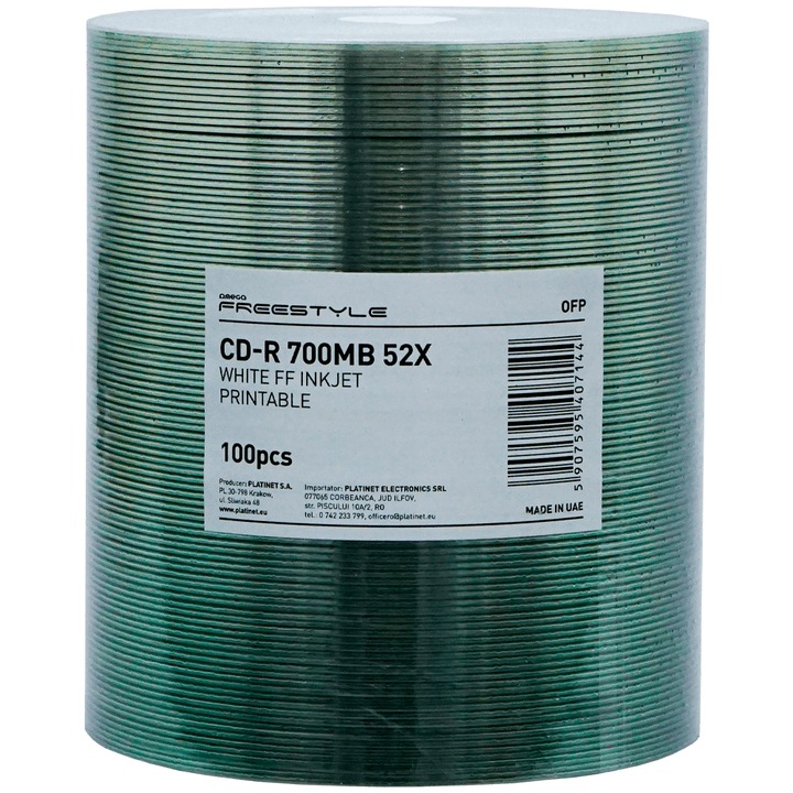 CD-R 700MB 52x printabil Inkjet, spindle 100 bucati Freestyle