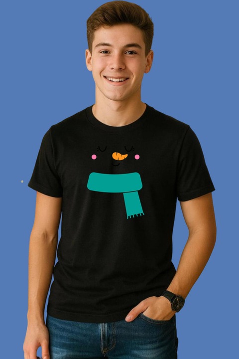 Tricou Barbat Snowman Fata V6, Negru