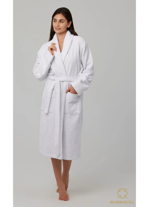 Halat hotelier de baie Bumbacel, alb, M, 100% bumbac