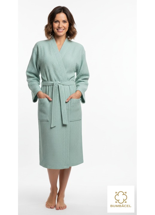 Halat de baie, Bumbacel, gofrat, verde, Verde