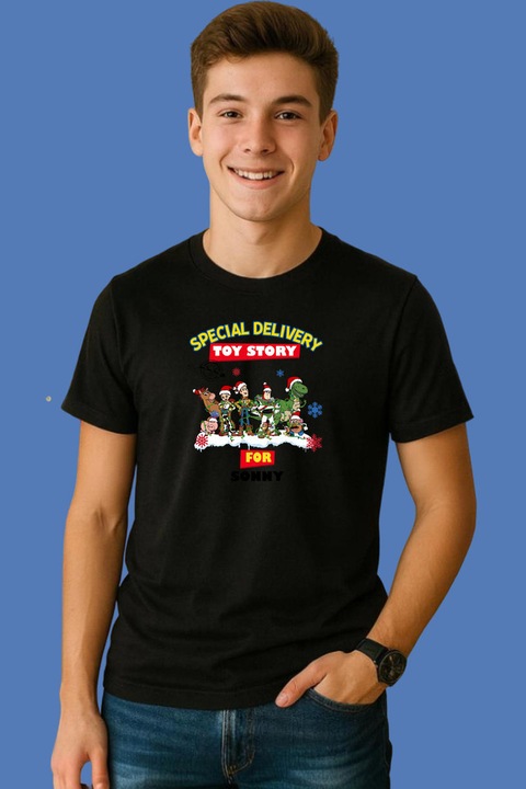 Tricou Barbat Special Delivery Toy Story Jucarii Aventura Craciun, Negru