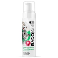 Sampon uscat spuma pentru caini si pisici cu Aloe Vera, BadoVet, 200 ml, curatare rapida fara clatire, blana stralucitoare si hidratare naturala