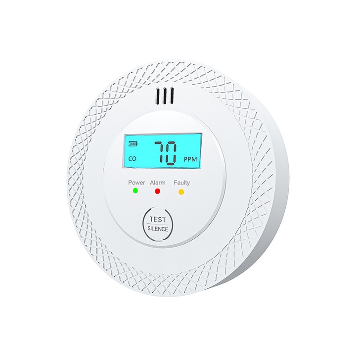 Alarma pentru monoxid de carbon, ORBER, Wi-Fi, 90 dB, LED, alb