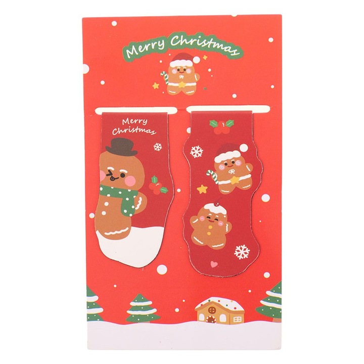 Karácsonyi mágneses könyvjelző készlet, Alkotó, többszínű, 2 db