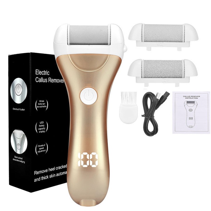 Pila cosmetica electrica, 2 viteze, aurie, reincarcabila USB