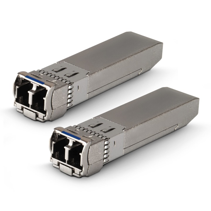 Модул SFP+ 10G 2-Pack Extralink, оптичен трансивър 10Gbps, LC/UPC, 1310 nm, 10 km, едномодов, DOM, съвместим с HP/Aruba