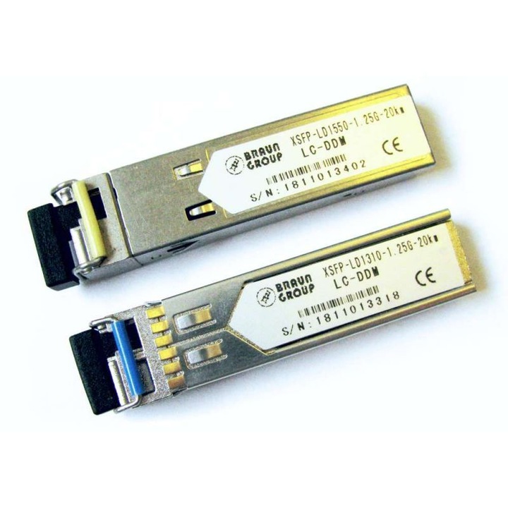 Pereche 2 module SFP-WDM DDM Gigabit 20km, TX1550nm