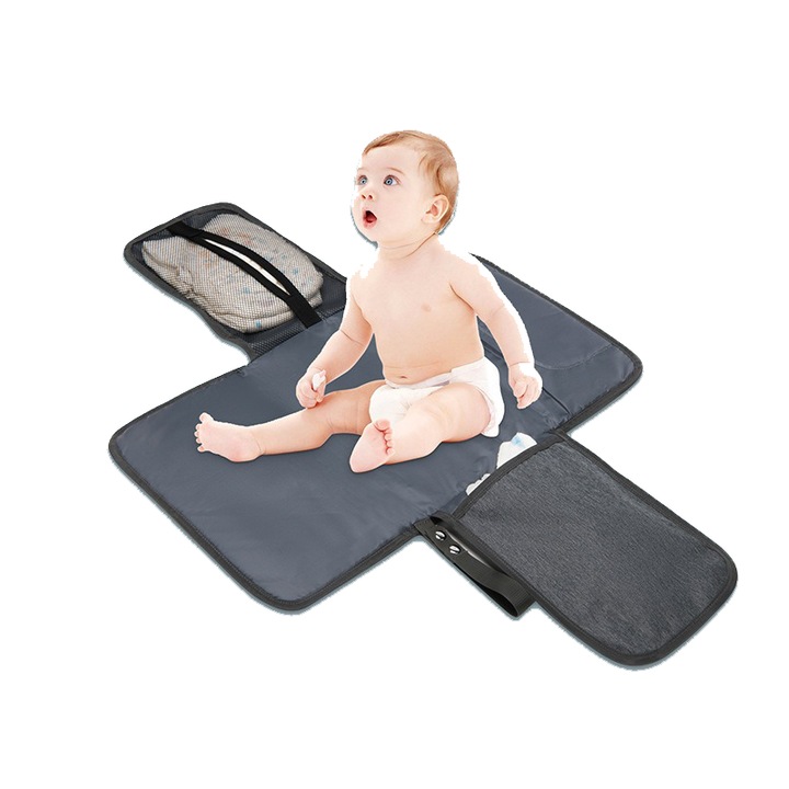 Geanta bebelus pentru schimbat scutece si infasat, pentru calatorii cu spatii de depozitare pampersi si servetele umede, suprafata de schimb confortabila impermeabila