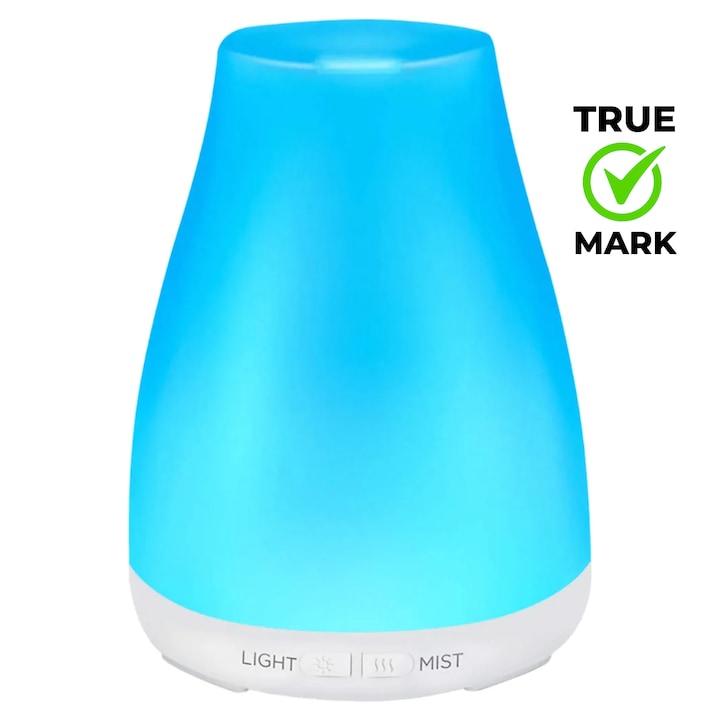 Umidificator cu aromoterapie, Mara Shop Kft, Cu iluminare, Telecomanda, 400 ml, Maro deschis