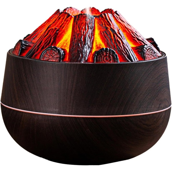 VarioShop® párásító, LED kandallóhatással, 300 ml ultrahangos diffúzor, hangulatvilágítás, csendes működés, USB tápellátás, automata kikapcsolás, fekete
