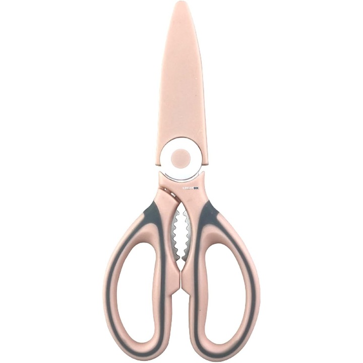 Foarfeca pentru Bucătărie GREATON Multifuncțională 3-in-1, Roz/Gri, 20cm