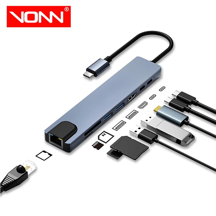 USB 3.0 elosztó, TRUE MARK, 4 portos, 5 Gbps sebesség, kompakt, fekete