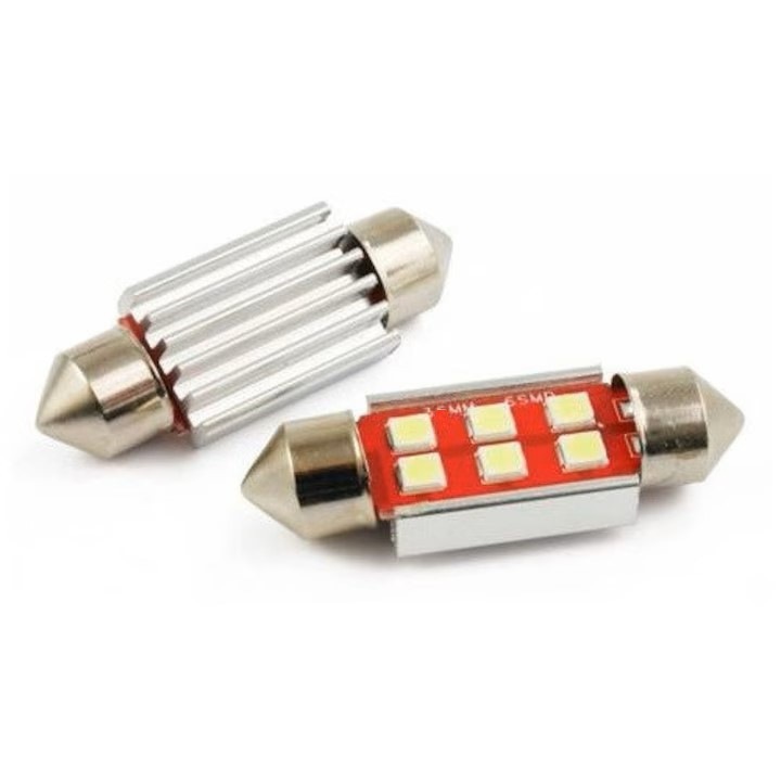 Set 2 Becuri LED Auto Miromoto C5W 6 LED-uri Alb 39mm 12V