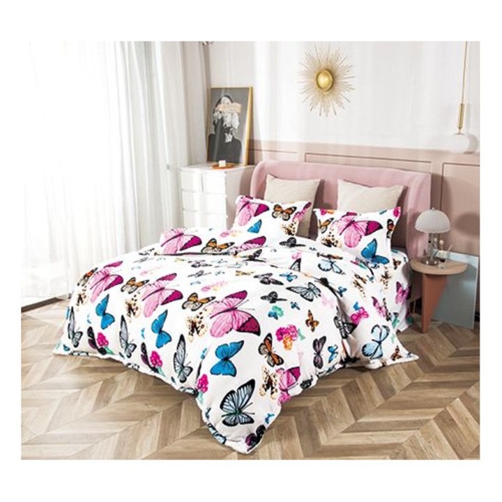 Set lenjerie de pat Cocolino Premium, multicolor, 4 piese, cearceaf de pat 200x230 cm, husa pilota, 2 fețe de pernă, pentru pat dublu