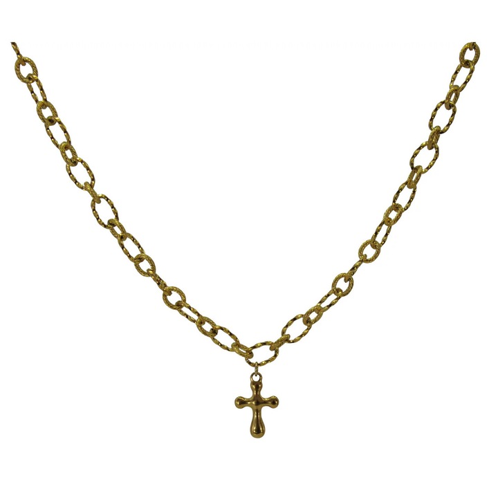 Colier din oțel inoxidabil placat cu aur 18k, lungime reglabilă 40cm