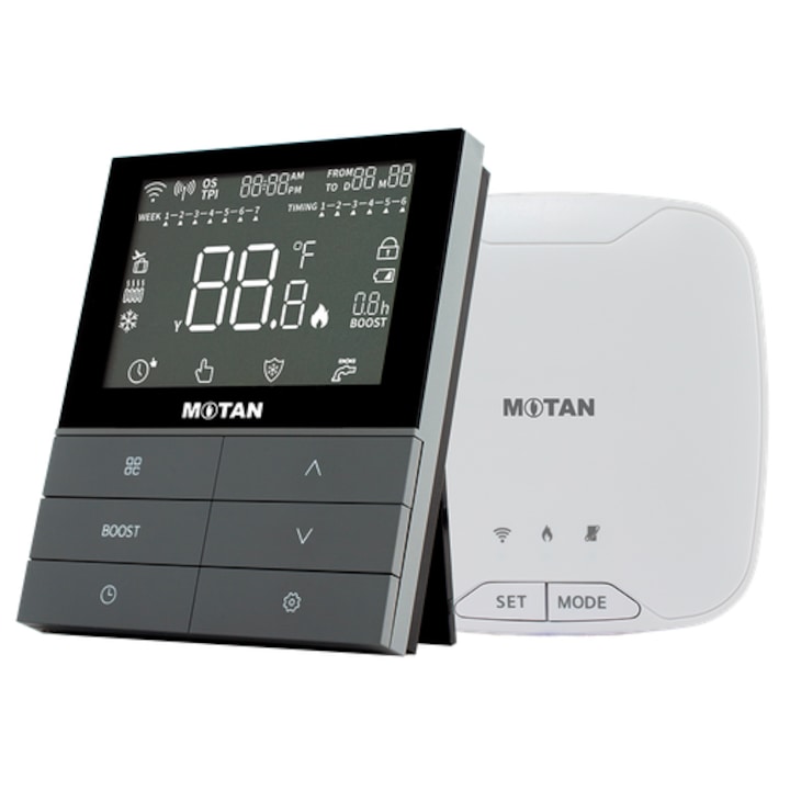 Termostat inteligent KOBER TH510-WRTS WiFi, control aplicatie smartphone, compatibil OpenTherm, alimentare baterii, alb