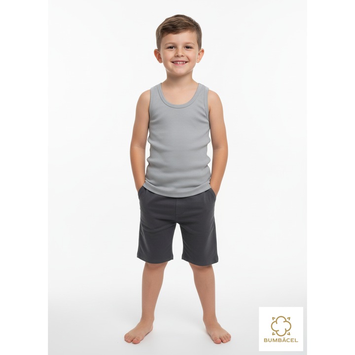 Maiou din bumbac pentru baieti, Gri