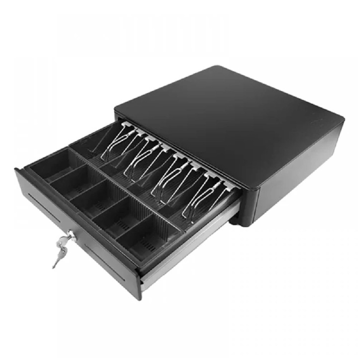 Sertar de Bani, SUPER TRENDS, 4 Compartimente Bancnote, 5 Compartimente Monede, Negru, 33x34.8x9cm