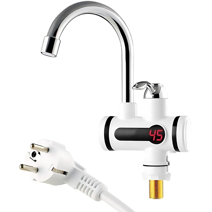 Robinet Electric Cu Incalzire Instant Novatek®, Afisaj LCD Al Temperaturii, Montare Usoara pe Chiuveta, Ideala Pentru Bucatarie/Baie, Temperatura Maxima 60°C