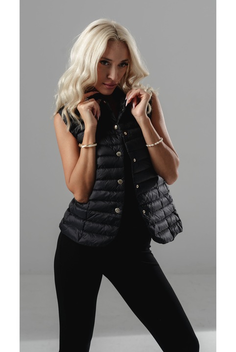 Vesta dama KATERINI, model CAROLINE, puf gasca, negru, S INTL