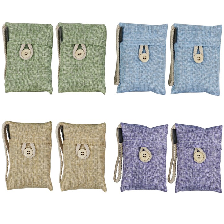 Комплект от 8 торбички с активен бамбуков въглен, BOMSTOM, пречистване на въздуха, 100g, многоцветен