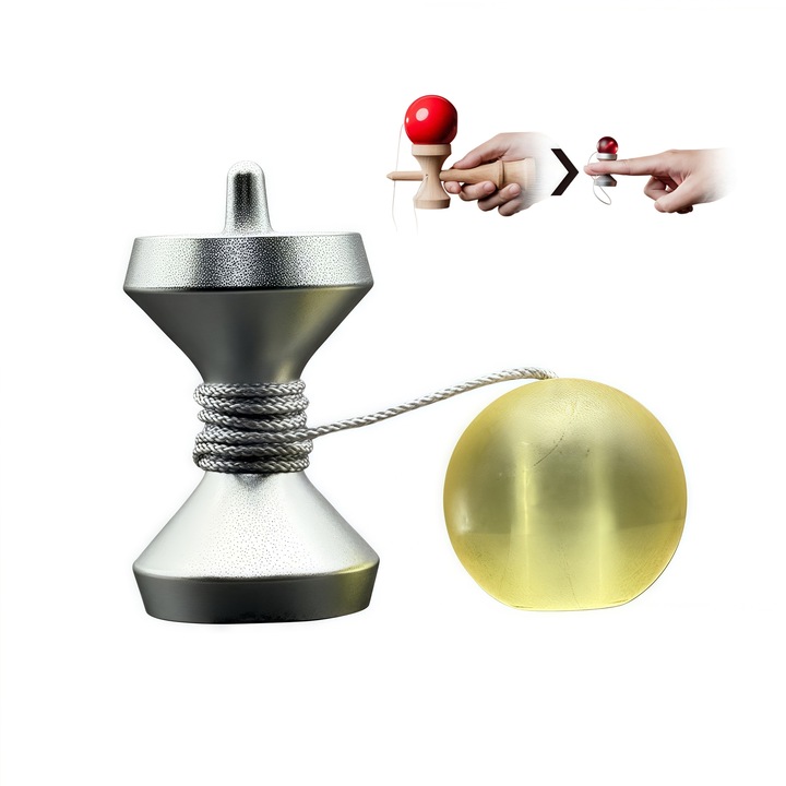 Kendama de Degete QiFeng™, Avansata Master, Argintiu, Jucarie Antistres, 5 ani