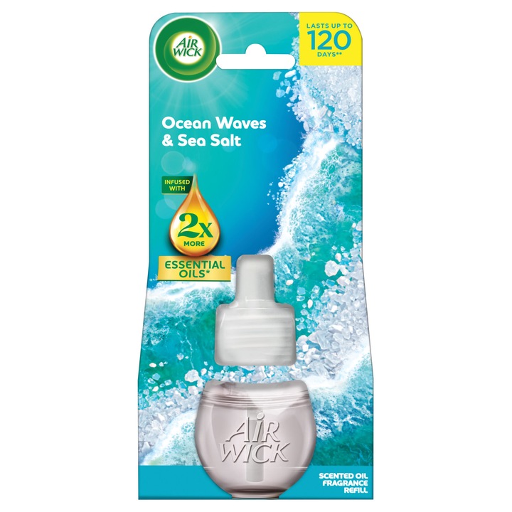 Odorizant de cameră Air Wick Ocean Breeze, reumplere 19ml, parfum sare de mare, cu uleiuri esențiale naturale