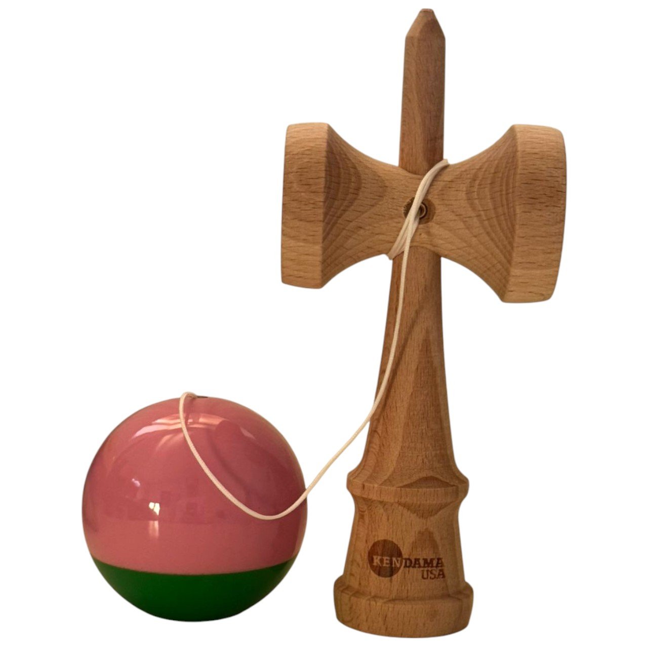 Kendama USA lucioasa, 18 cm, Roz-Verde, din lemn - eMAG.ro
