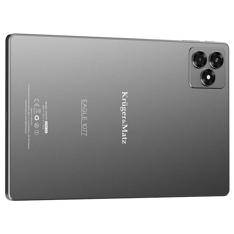 Tableta Kruger&Matz Eagle 1077, Procesor MediaTek MT8768A Octa-Core, Ecran IPS 10.1", 4GB RAM, 64GB Flash, 5MP, Wi-Fi, Bluetooth, 4G, Android Gri