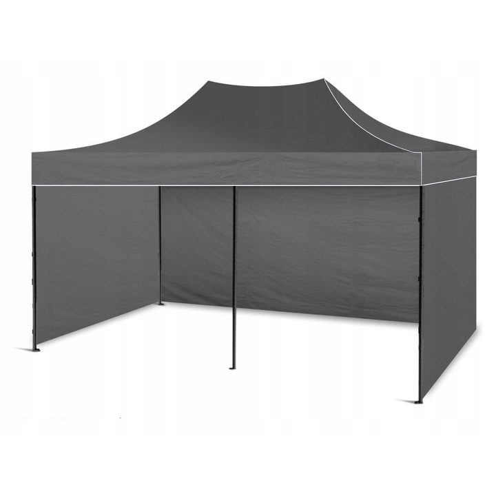 Cort Comercial Cu Accesorii, Expandabil, Panza 820D, Otel Vopsit Electrostatic, Inaltime Reglabila De La 190 Cm La 220 Cm, Calitate Superioara, 6 M X 3 M, Gri