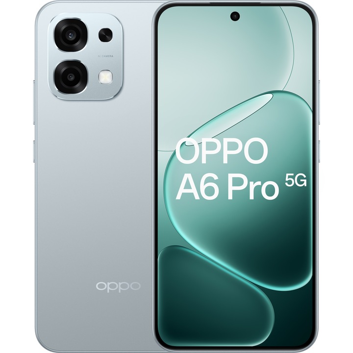 Telefon mobil OPPO A6 Pro, 8GB RAM, 256GB, 5G, Lunar Titanium