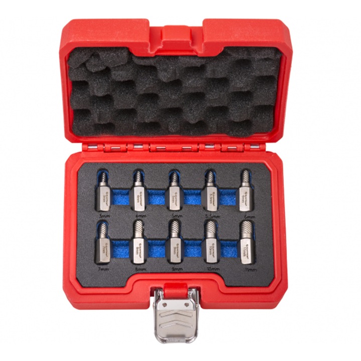 Set extractoare suruburi rupte uzate, QUATROS, 10 piese