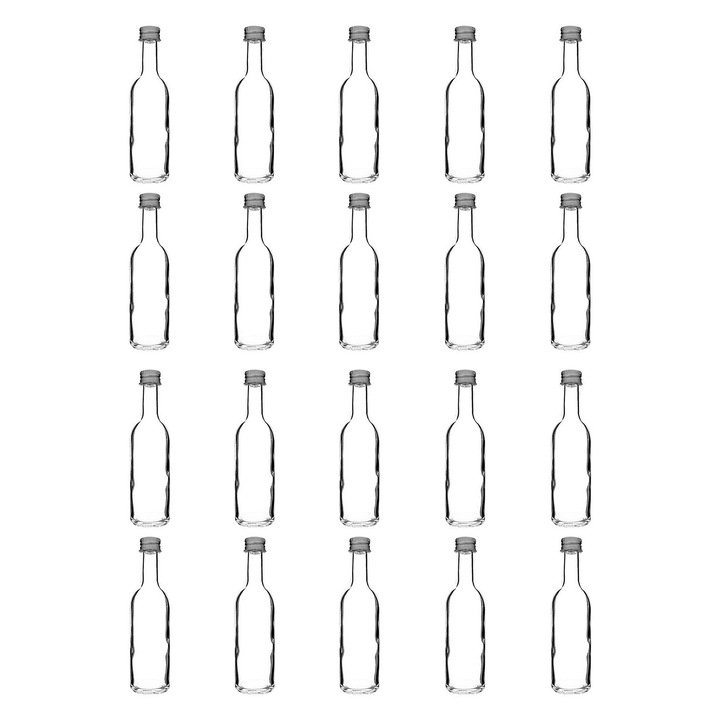 Set 20 sticle AB HOMES, 50 ml, sticlă transparentă, reutilizabile, pentru esențe, condimente, decor