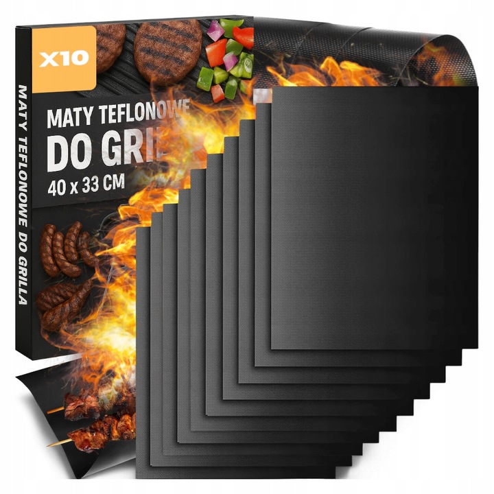 Set ustensile grătar, Kanza, teflonat, 40x33cm, curățare manuală sau mașină de spălat vase