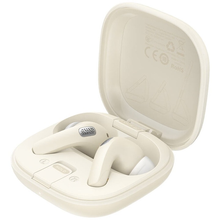 Căști wireless, AceFast, in ear, Bluetooth 5.4, 7 ore autonomie, bej