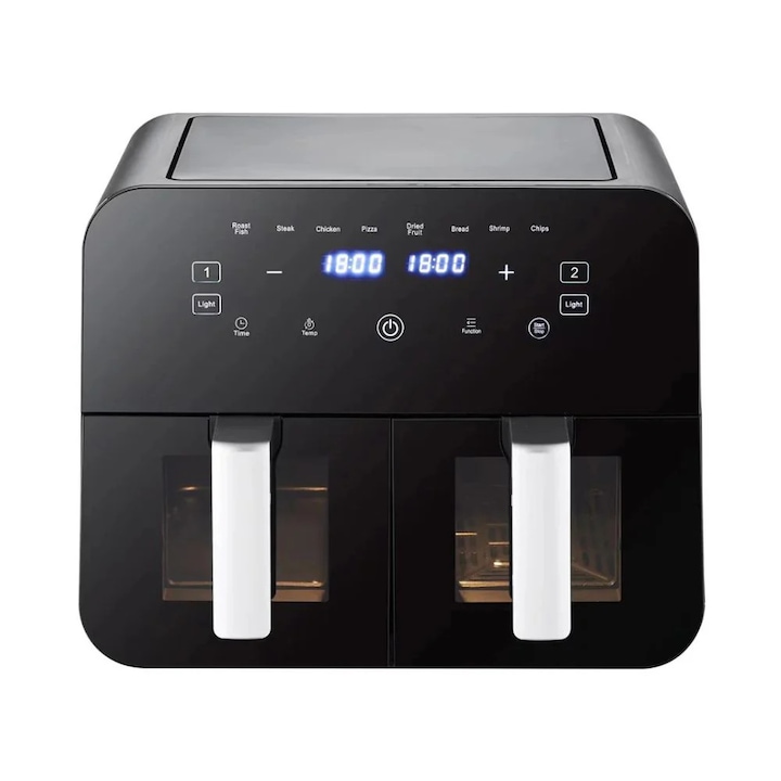 Friteuza cu aer, multicooker 4 in 1, 2 litri, ecran tactil digital, antiaderent, zgomot redus, negru