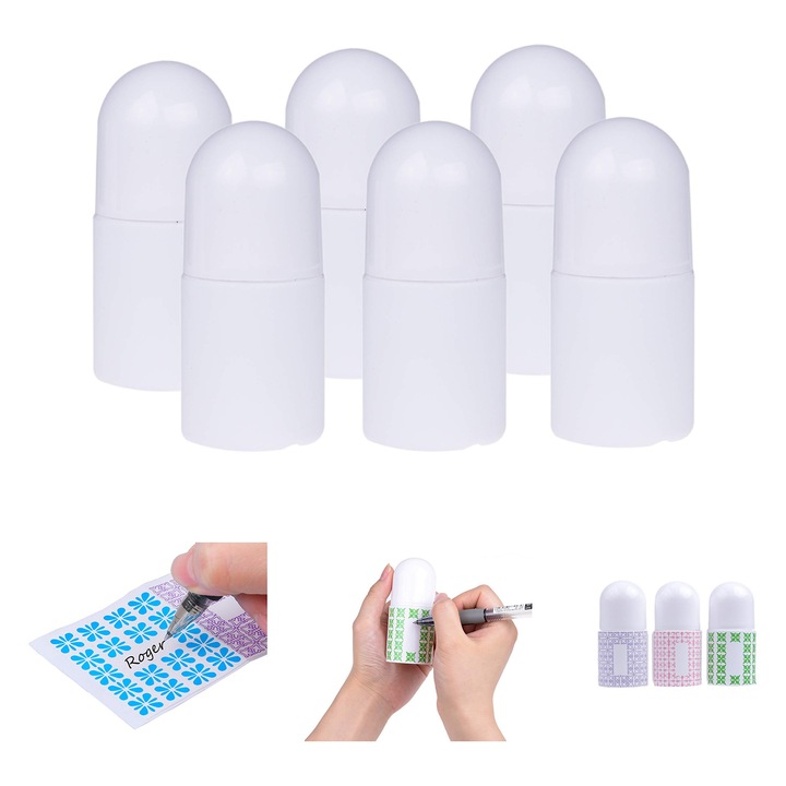 Sticle roll-on, Reincarcabile, Set 6, 30ml, Etichete, Kare & Kind