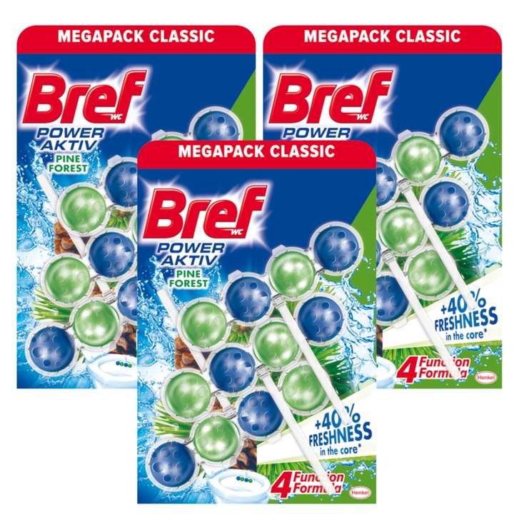 Set 3x Odorizant Toaleta Bref Power Aktiv Pine, 3X50 g