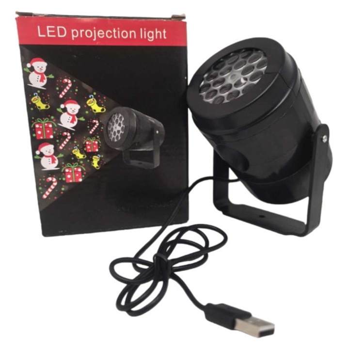 Proiector copii Luyimeiren Crăciun, fulgi de zăpadă, mobil și fix, multiunghiular