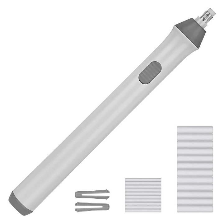 Radiera Electrica pentru Schite si Arta, Grosime Varf 3 mm / 5 mm, Guma de Sters pentru Precizie, necesita Baterii 2 x AA, din ABS, Alb