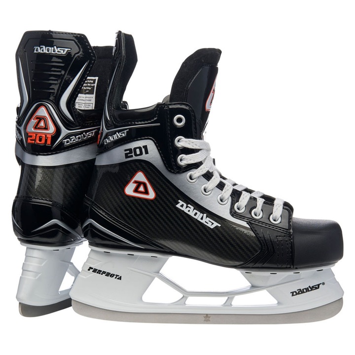 Patine de gheață Daoust 201 copii, 30/70 composite, cu fixare, negru, mărimea 1