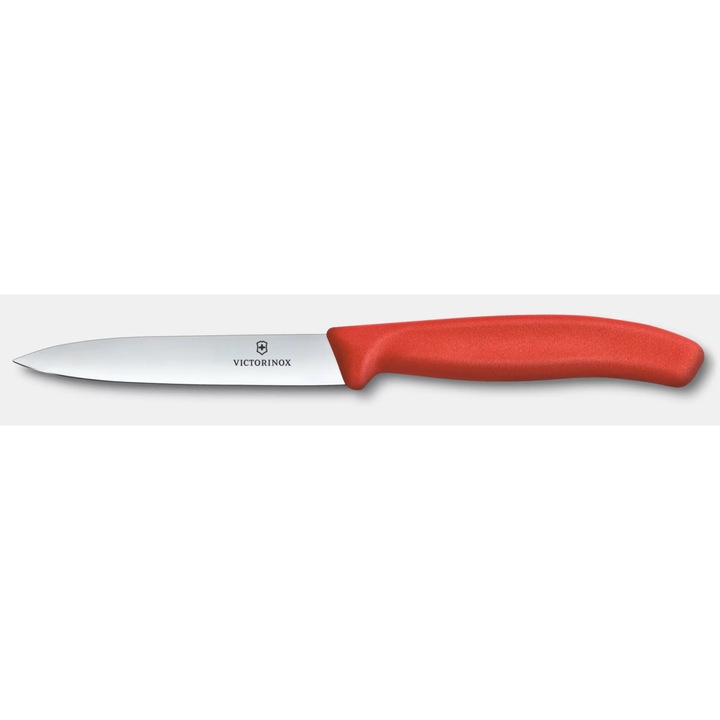 Cutit de bucatarie Victorinox, legume si fructe, lama 10 cm, otel inoxidabil, rosu