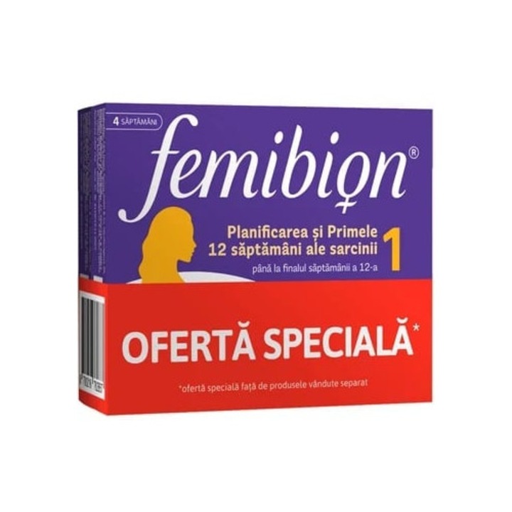 Pachet Femibion 1 Planificarea si Primele 12 Saptamani ale Sarcinii, 2x28 comprimate filmate