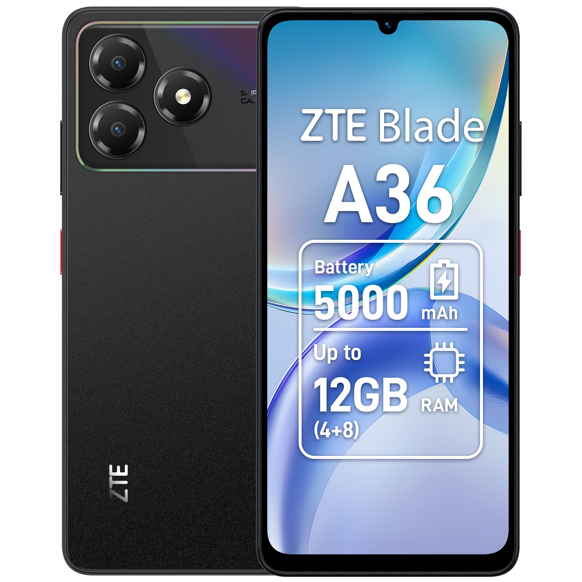 Telefon mobil ZTE Blade A36, 64GB, 4GB, Dual SIM, Nebula Black